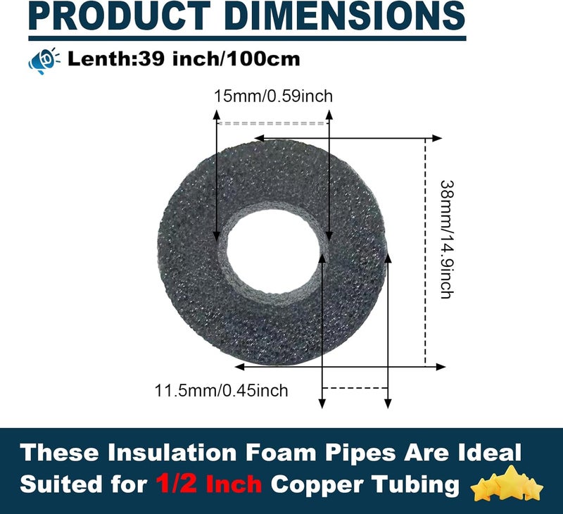 HEATIT Insulating Foam Pipe Covers, Outdoor Water Pipe Insulation Water Pipe Freeze Protection,Foam Tube Suitable for Outdoor and Indoor Water Pipe Pipeline(12 Pcs,1/2 Inch) - Image 2